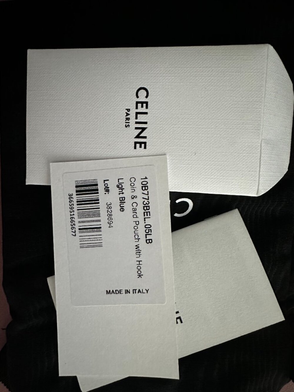 CELINE Light Blue Grained Calfskin Zip Card and Coin Pouch with hook - Picture 6 of 6